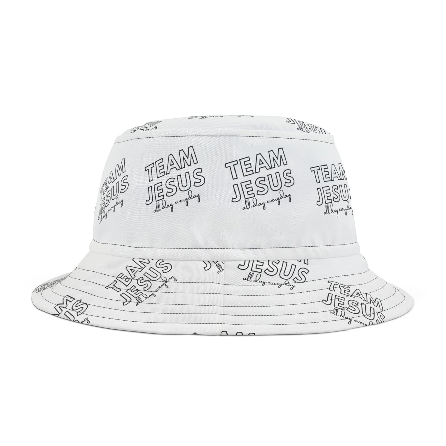 Team Jesus All Day Everyday Black Bucket Hat (AOP)