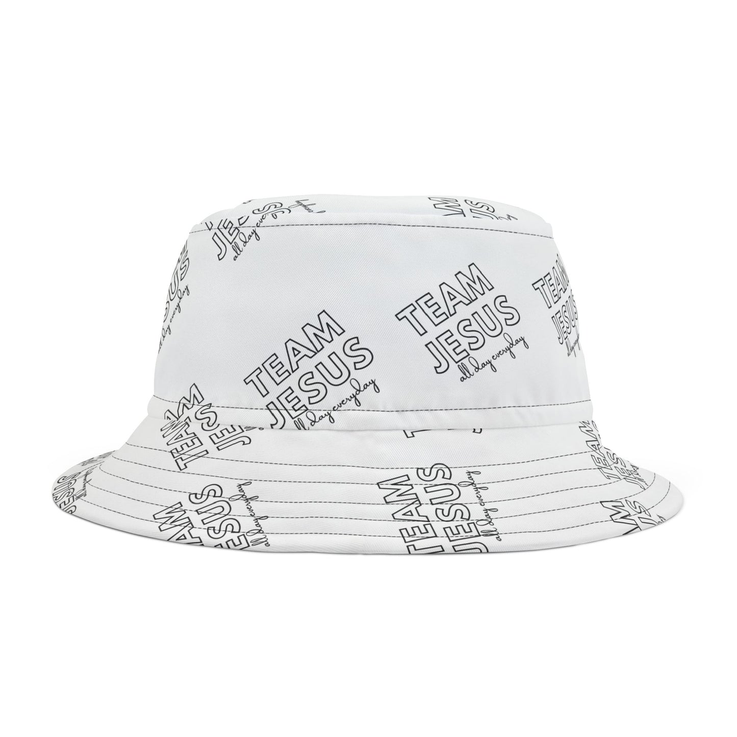 Team Jesus All Day Everyday Black Bucket Hat (AOP)