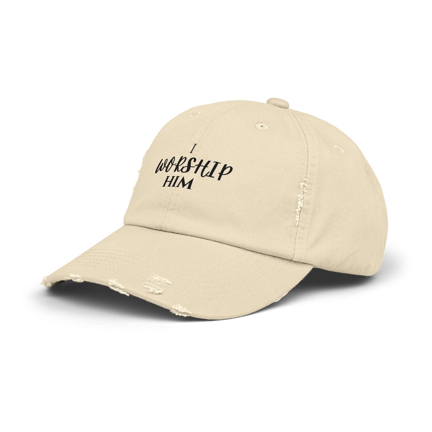 I Worship Him Unisex Distressed Cap