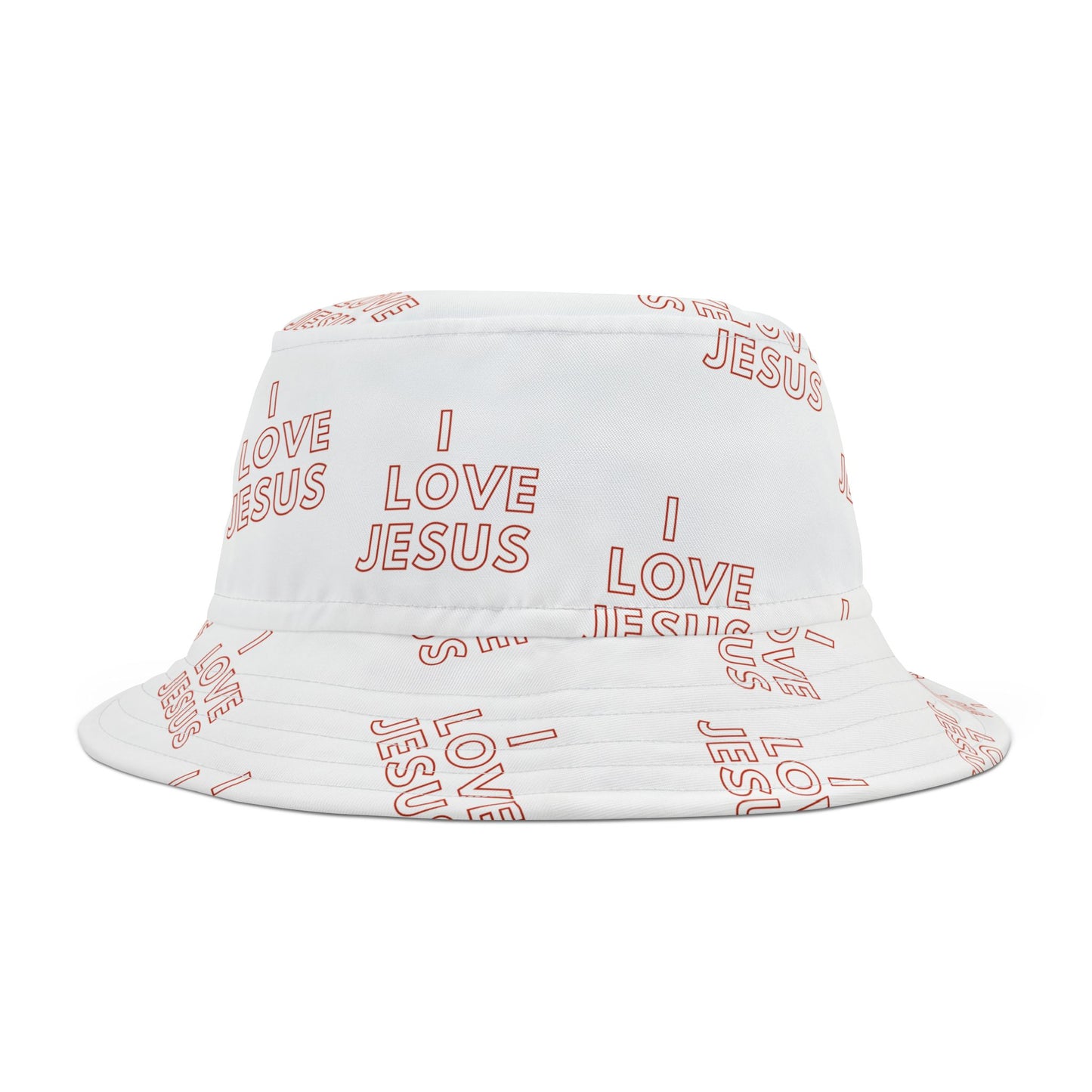 I Love Jesus Red Bucket Hat (AOP)