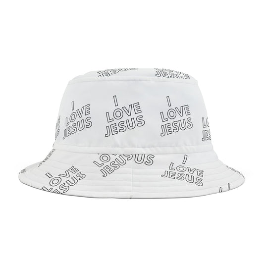 I Love Jesus Bucket Hat Black (AOP)