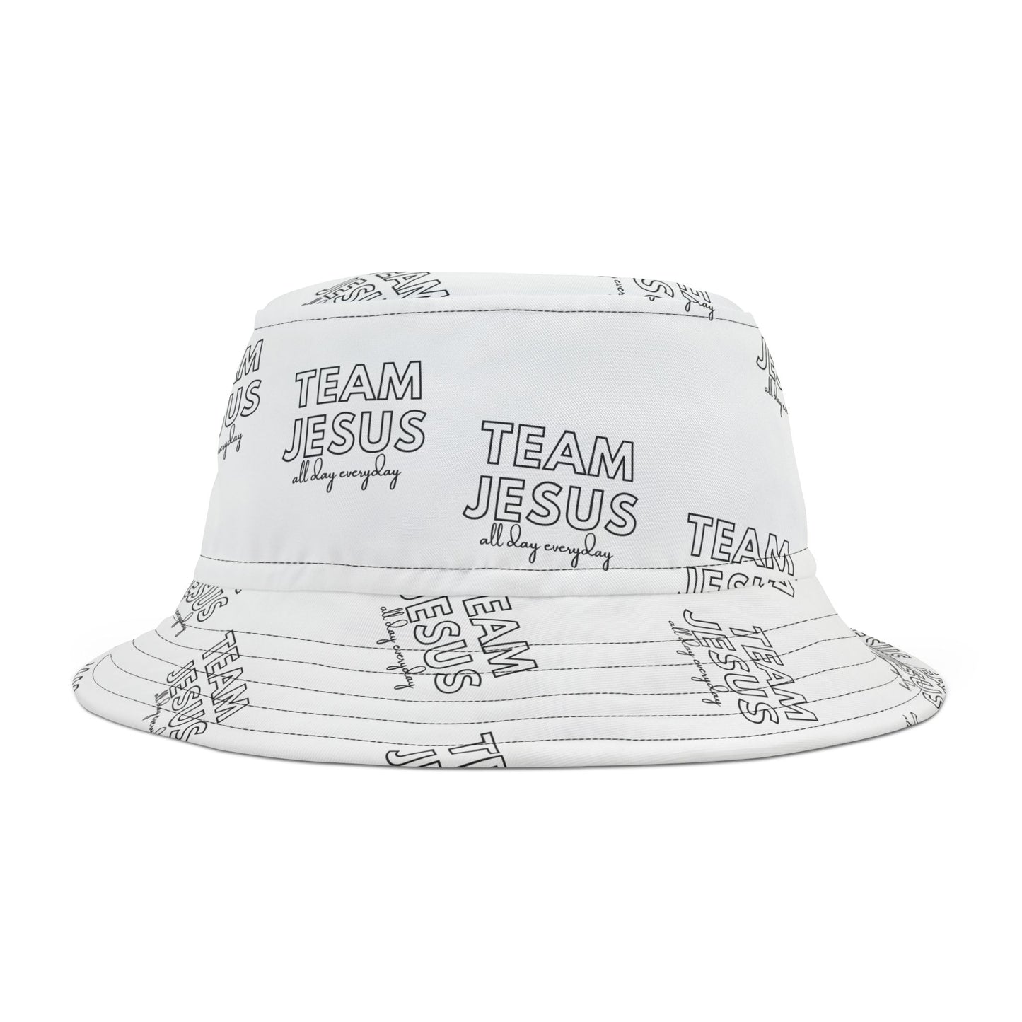 Team Jesus All Day Everyday Black Bucket Hat (AOP)