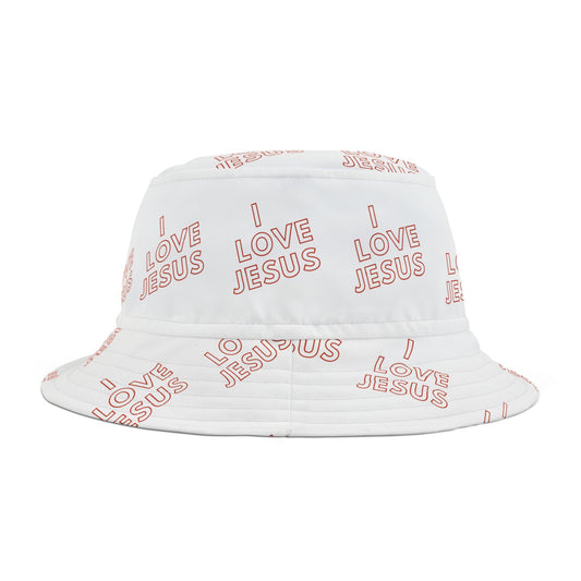 I Love Jesus Red Bucket Hat (AOP)