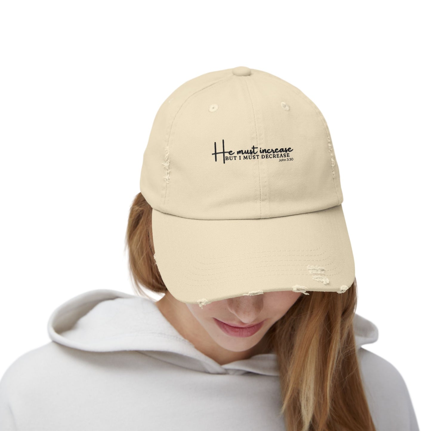 He Must Increase I must Decrease Unisex Distressed Cap