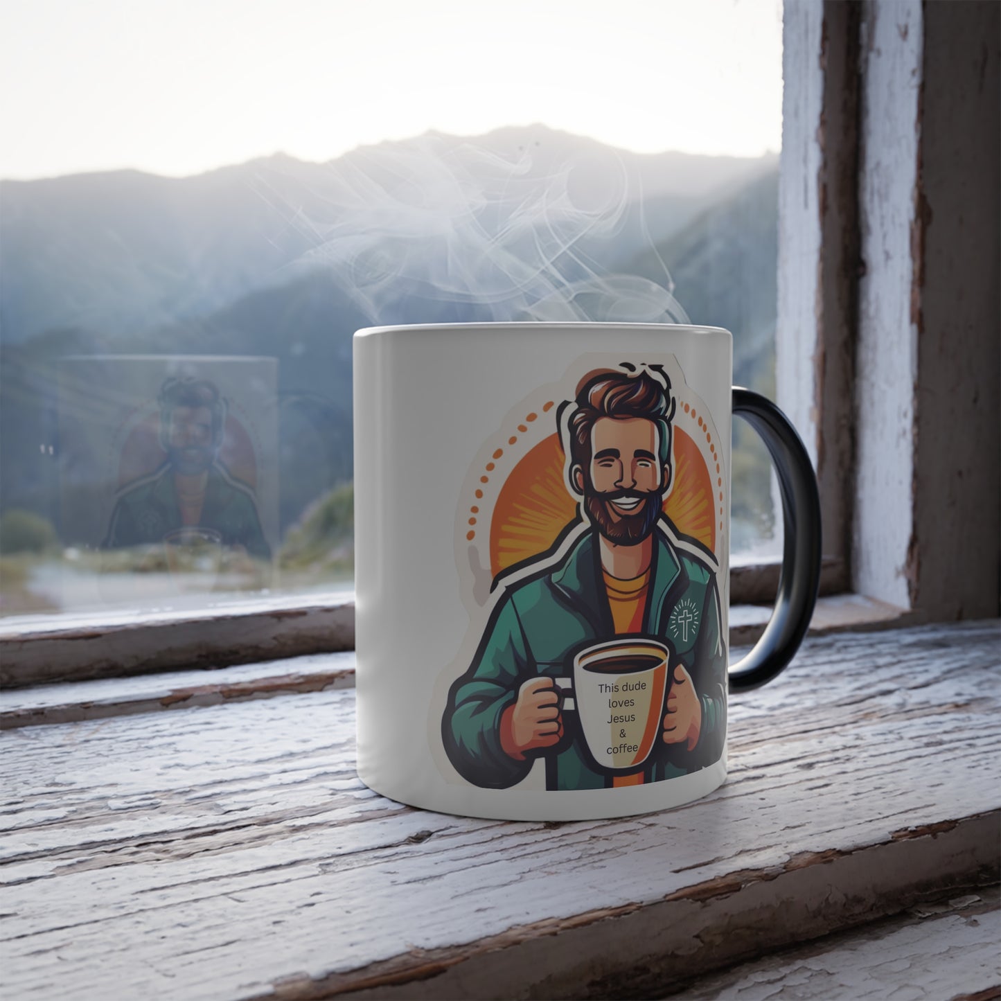 This Dude Loves Jesus & Coffee Color Morphing Mug, 11oz