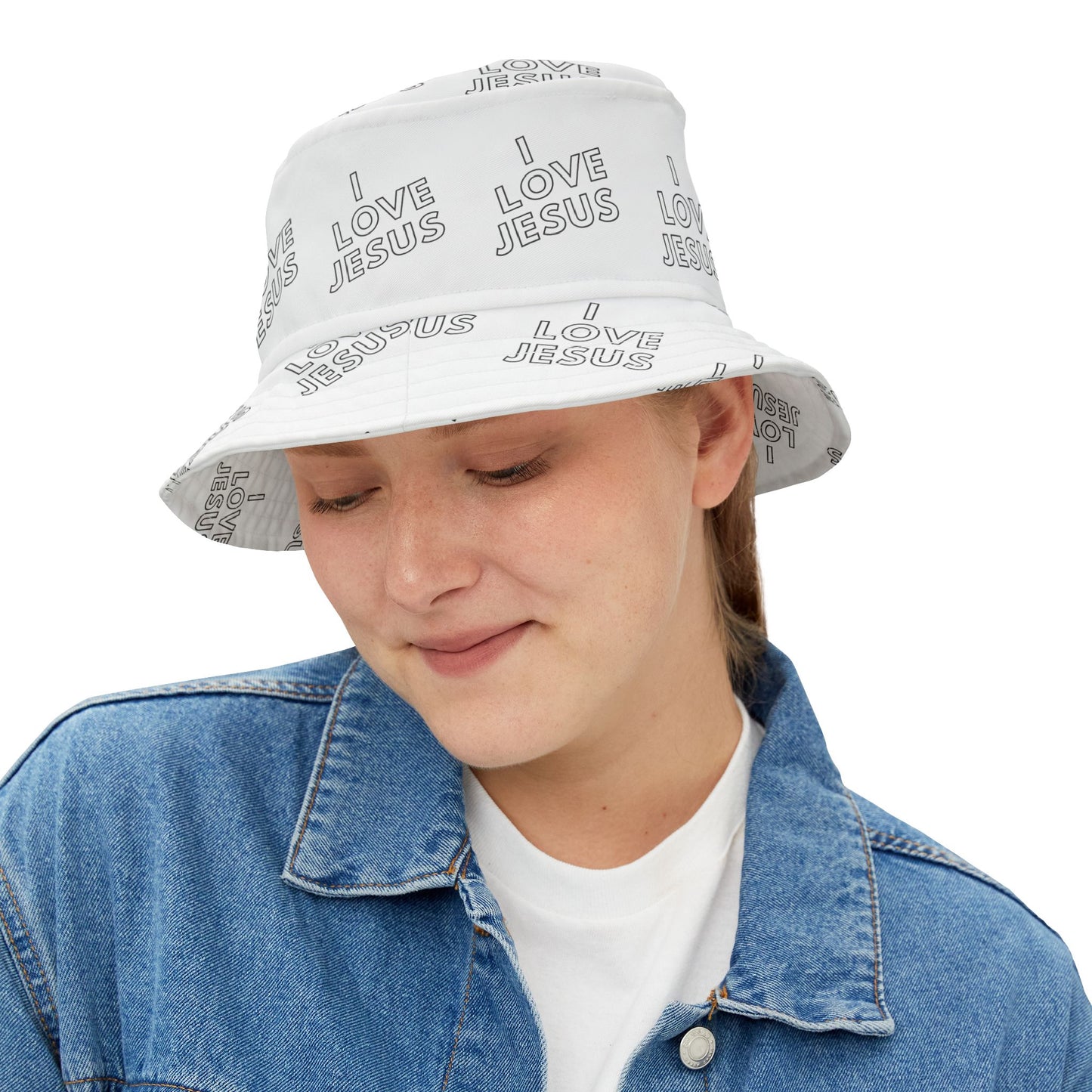 I Love Jesus Bucket Hat Black (AOP)