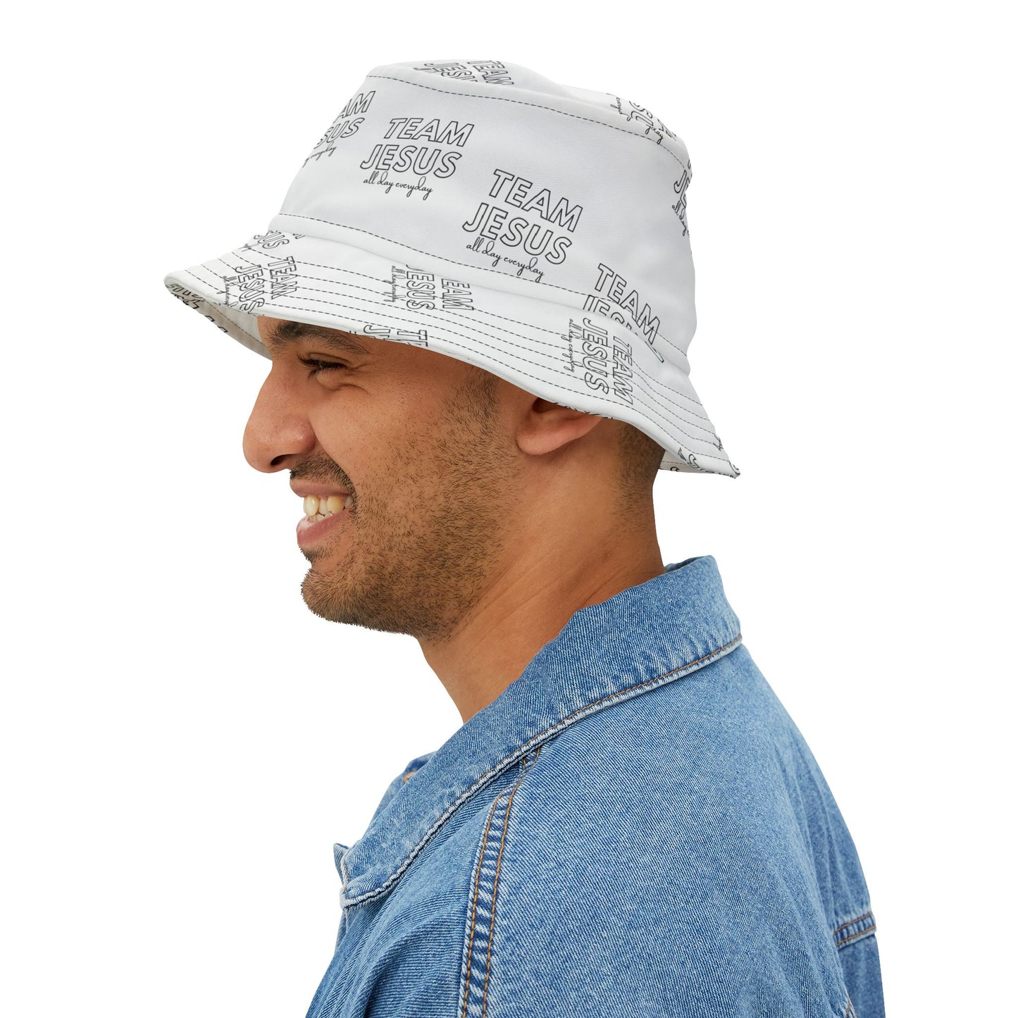 Team Jesus All Day Everyday Black Bucket Hat (AOP)