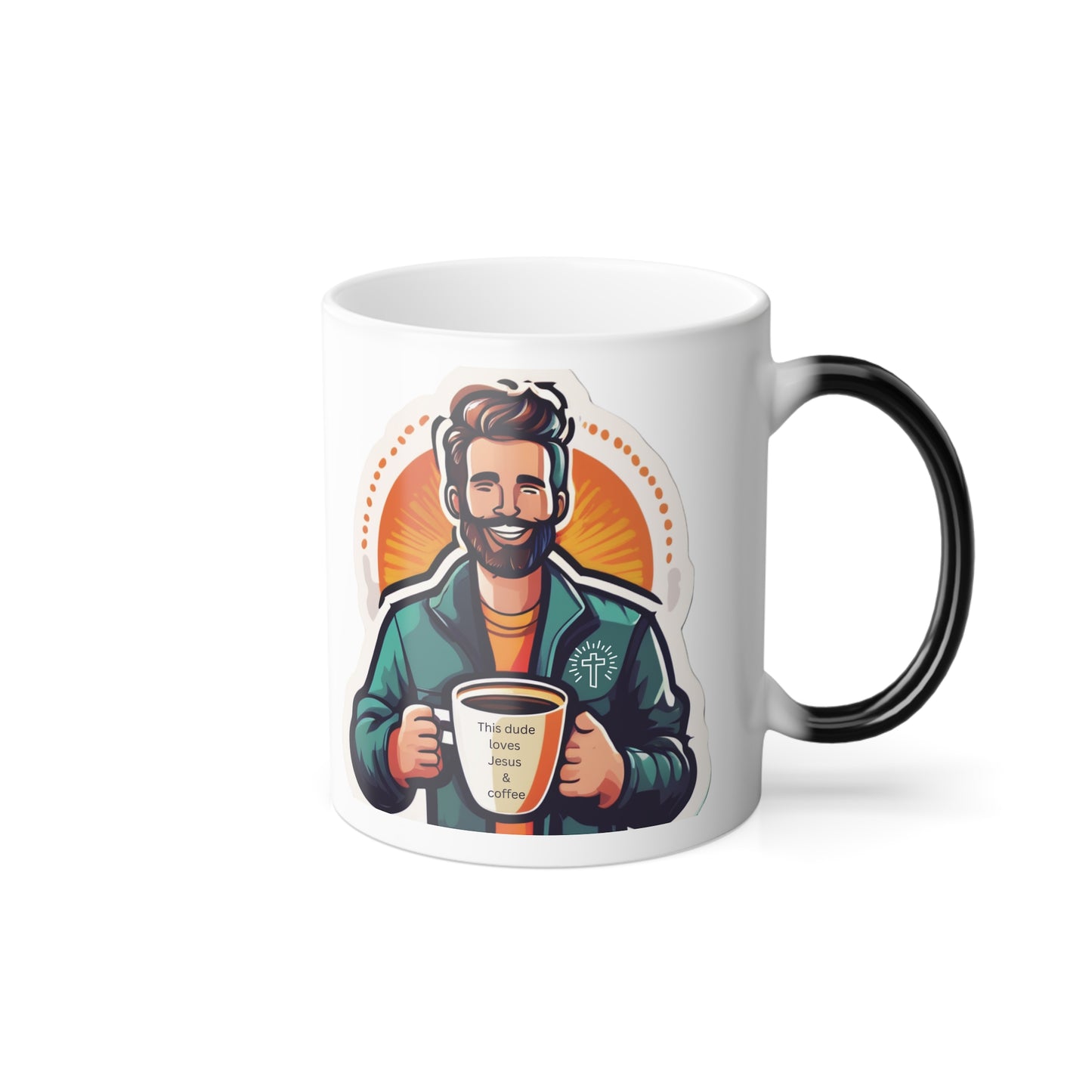 This Dude Loves Jesus & Coffee Color Morphing Mug, 11oz